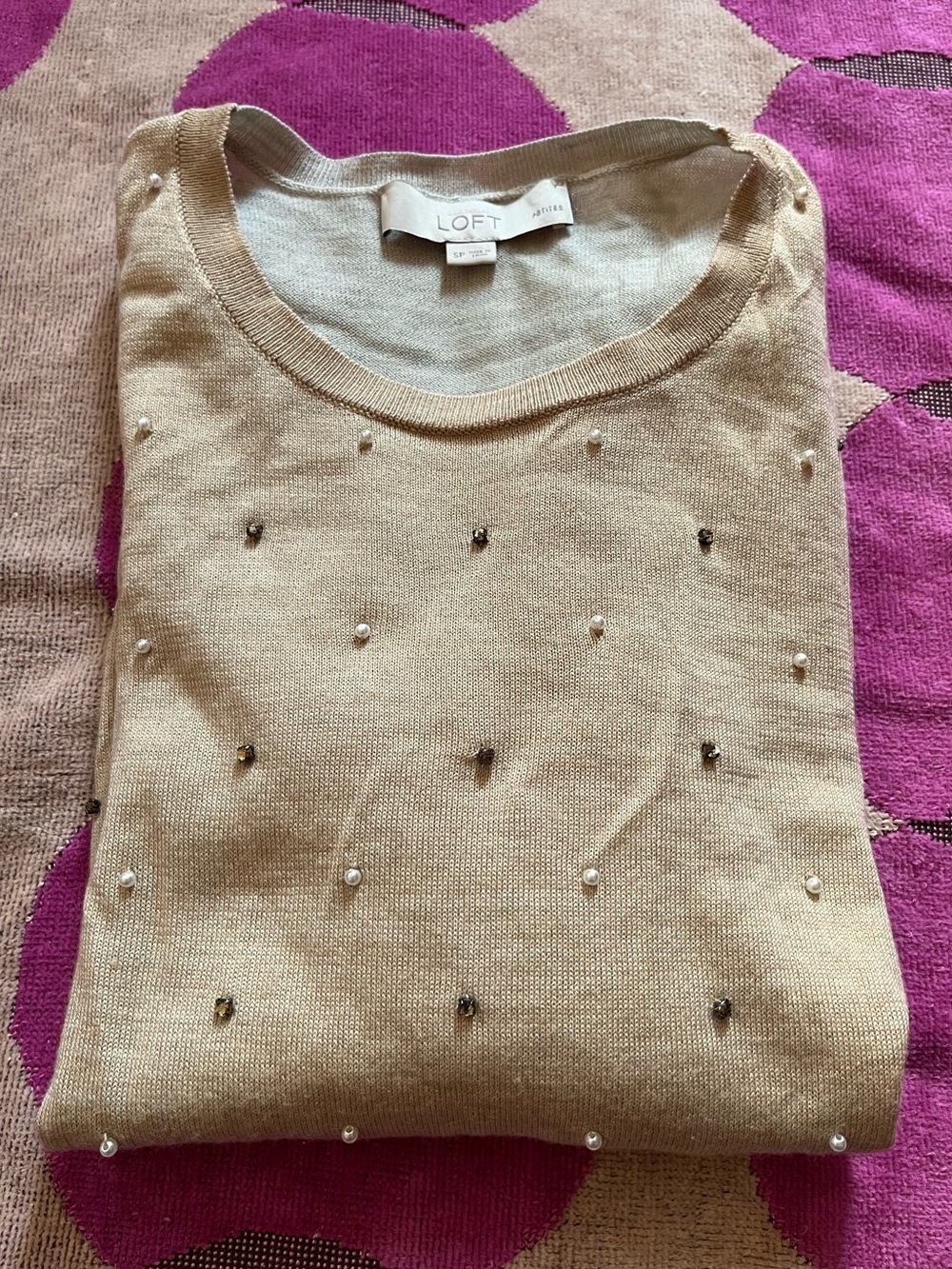 Ann Taylor LOFT Lightweight Colorblock Beaded Knit Sweater - Picture 10 of 16
